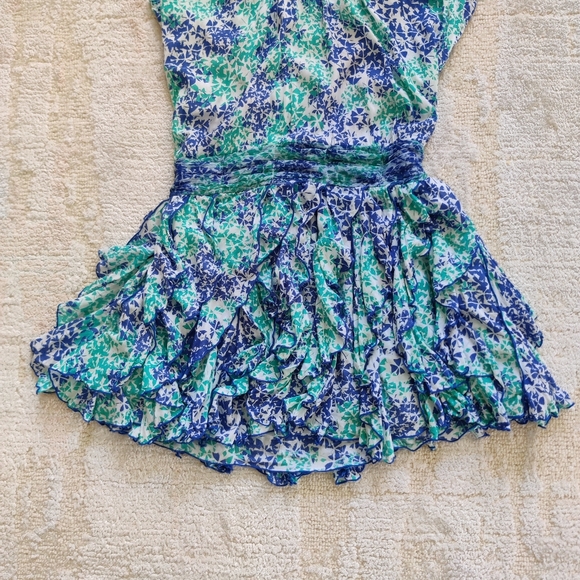 Poupette St. Barth BELINE Fringe v-neck Dress Aqua Size S - Picture 6 of 9